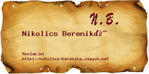 Nikolics Bereniké névjegykártya